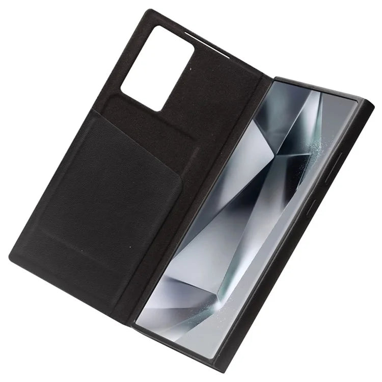 QIALINO For Samsung Galaxy S24 Ultra Case View Window Genuine Cow Leather Flip Phone Cover