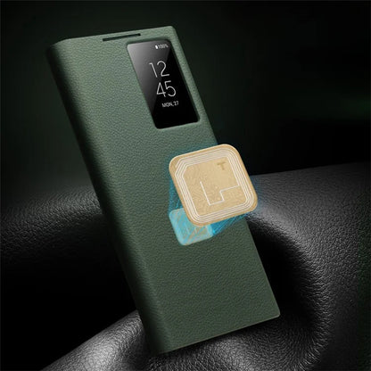 QIALINO For Samsung Galaxy S24 Ultra Case View Window Genuine Cow Leather Flip Phone Cover