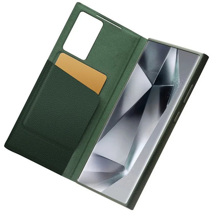 QIALINO For Samsung Galaxy S24 Ultra Case View Window Genuine Cow Leather Flip Phone Cover