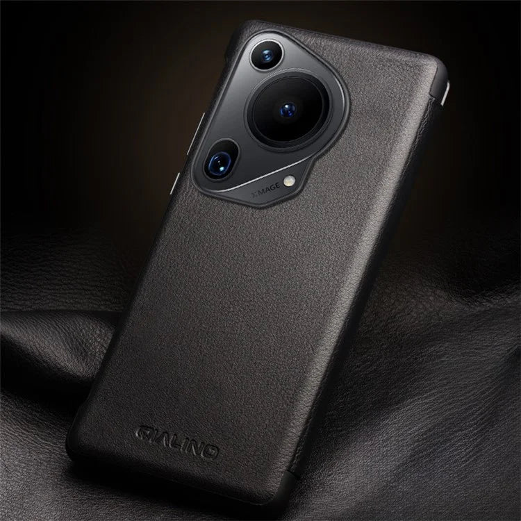 QIALINO For Huawei Pura 70 Ultra Case View Window Flip Genuine Cow Leather Slim Phone Cover
