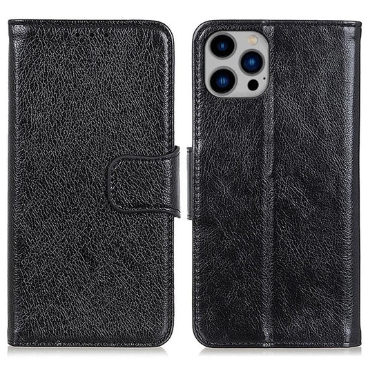 For iPhone 16 Pro Max Case Nappa Texture Split Leather Cover with Wallet Stand