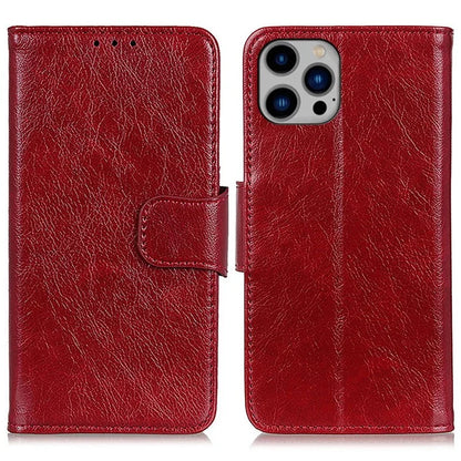 For iPhone 16 Pro Max Case Nappa Texture Split Leather Cover with Wallet Stand