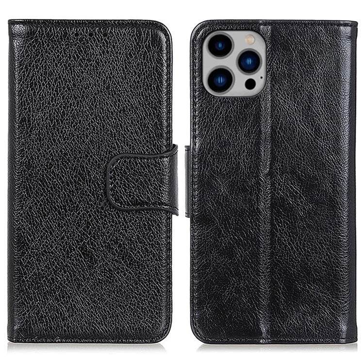 For iPhone 16 Pro Case Nappa Texture Split Leather Anti-Fall Shockproof Phone Cover