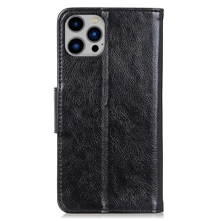 For iPhone 16 Pro Case Nappa Texture Split Leather Anti-Fall Shockproof Phone Cover
