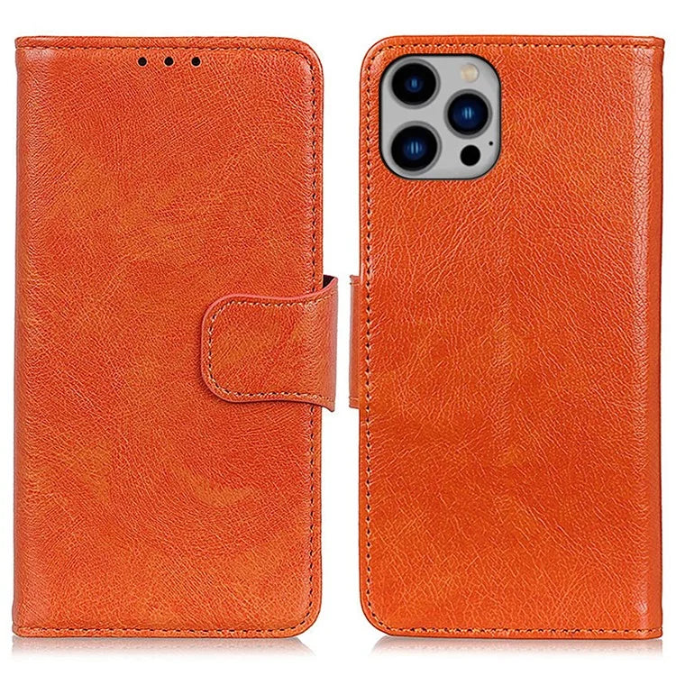 For iPhone 16 Pro Case Nappa Texture Split Leather Anti-Fall Shockproof Phone Cover