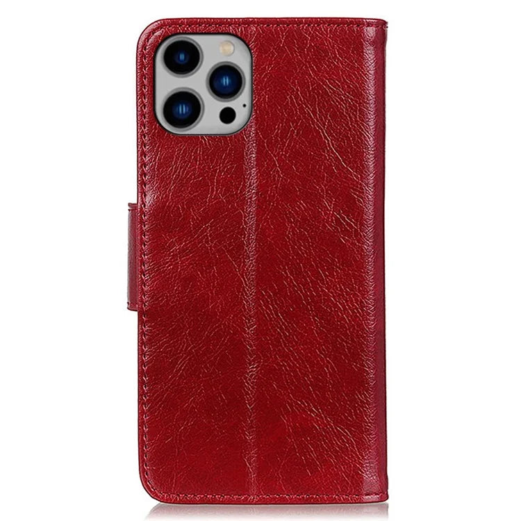 For iPhone 16 Pro Case Nappa Texture Split Leather Anti-Fall Shockproof Phone Cover