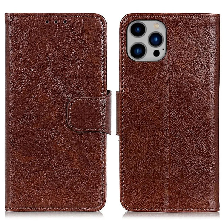 For iPhone 16 Pro Case Nappa Texture Split Leather Anti-Fall Shockproof Phone Cover
