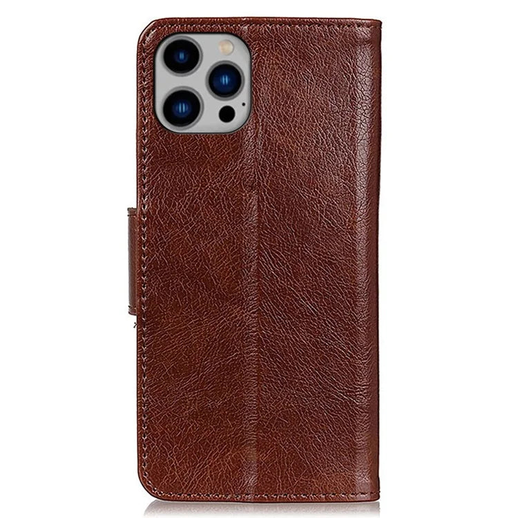 For iPhone 16 Pro Case Nappa Texture Split Leather Anti-Fall Shockproof Phone Cover