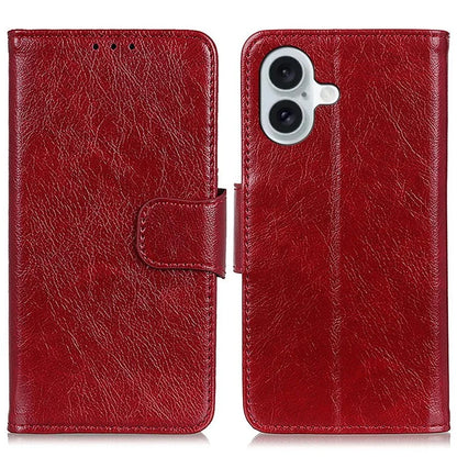 For iPhone 16 Case Nappa Texture Wallet Stand Split Leather Phone Cover