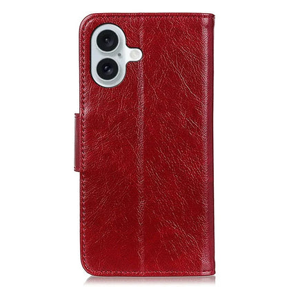 For iPhone 16 Case Nappa Texture Wallet Stand Split Leather Phone Cover