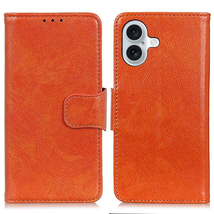 For iPhone 16 Plus Case Nappa Texture Split Leather Wallet Folio Flip Phone Cover