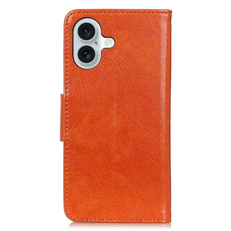 For iPhone 16 Plus Case Nappa Texture Split Leather Wallet Folio Flip Phone Cover