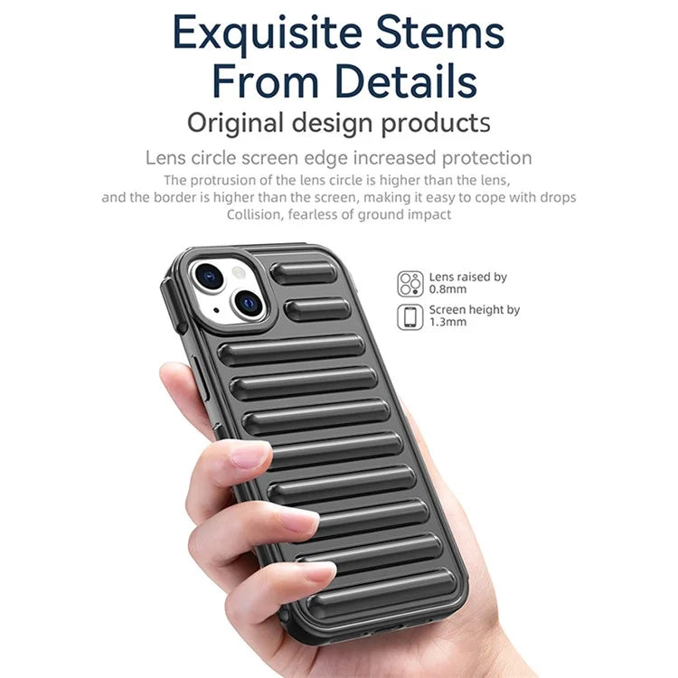 Capsule Series for iPhone 15 Plus TPU Case Ribbed Mobile Phone Protective Cover
