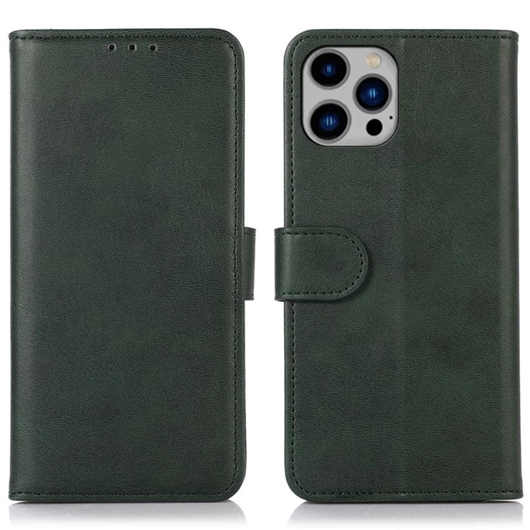 For iPhone 16 Pro Max Case PU Leather Cowhide Texture Folio Flip Phone Cover