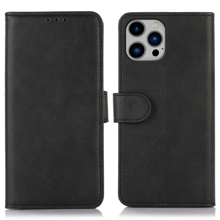For iPhone 16 Pro Case Cowhide Texture Leather Wallet Phone Leather Cover
