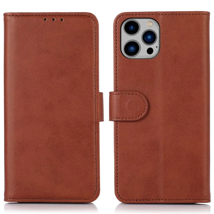 For iPhone 16 Pro Case Cowhide Texture Leather Wallet Phone Leather Cover