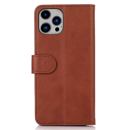 For iPhone 16 Pro Case Cowhide Texture Leather Wallet Phone Leather Cover
