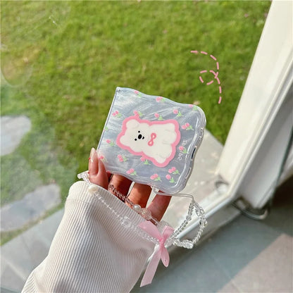 For Samsung Galaxy Z Flip5 5G Case Pattern Print Hard PC Phone Cover with Strap