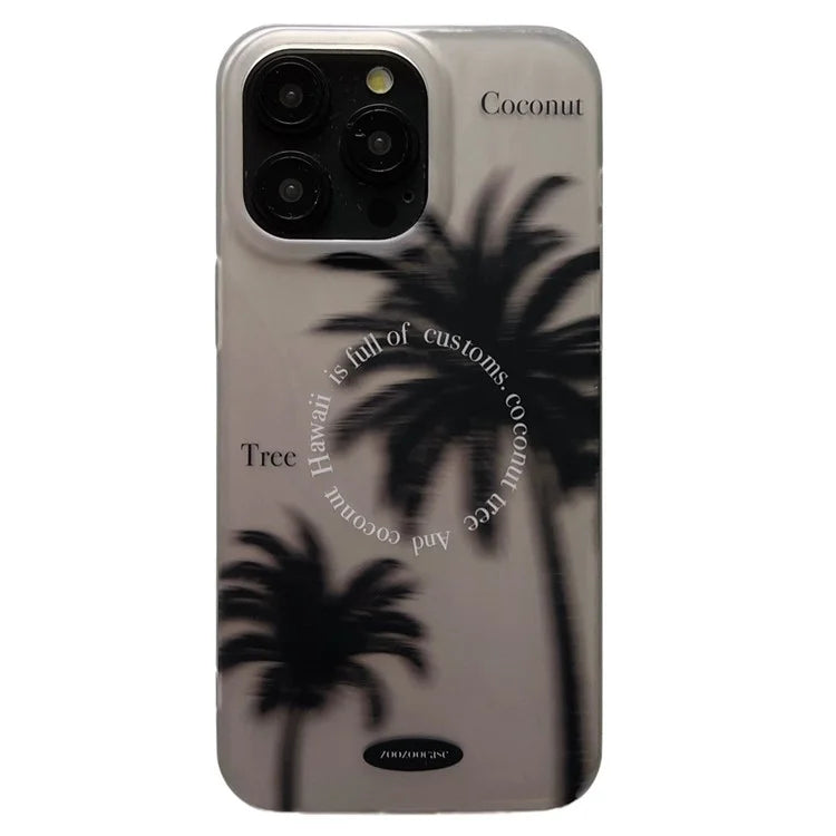 For iPhone 15 Pro Case Coconut Tree Pattern IMD TPU Phone Cover