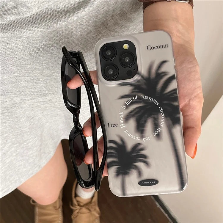 For iPhone 15 Pro Case Coconut Tree Pattern IMD TPU Phone Cover