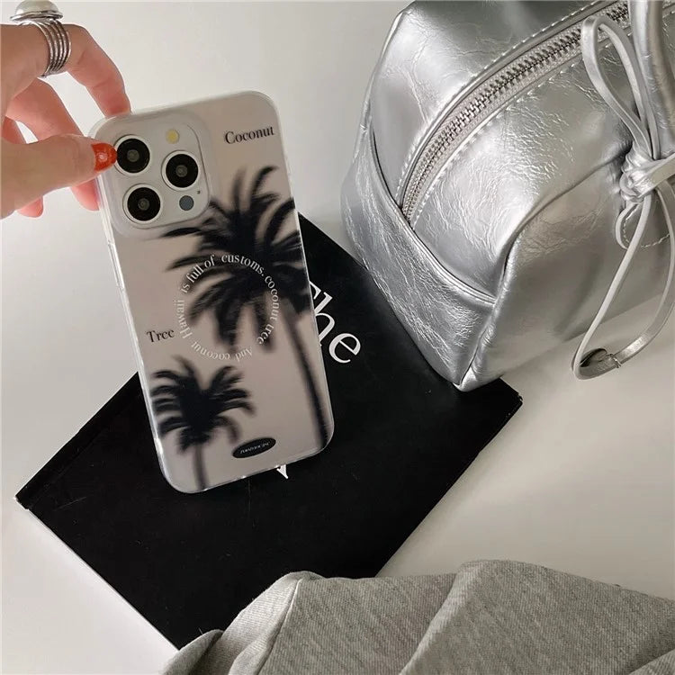 For iPhone 15 Pro Case Coconut Tree Pattern IMD TPU Phone Cover