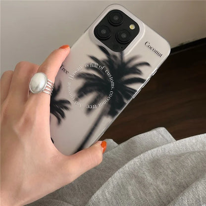 For iPhone 15 Pro Case Coconut Tree Pattern IMD TPU Phone Cover