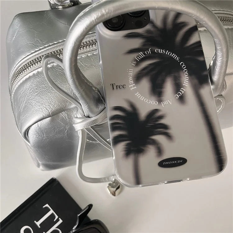 For iPhone 14 Pro Max Case IMD Black Coconut Tree TPU Protective Slim Cover