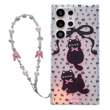 For Samsung Galaxy S23 Ultra Case TPU Cute Cat Pattern Laser Phone Cover