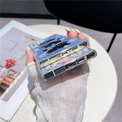 For Samsung Galaxy S23 Ultra Case TPU Cute Cat Pattern Laser Phone Cover