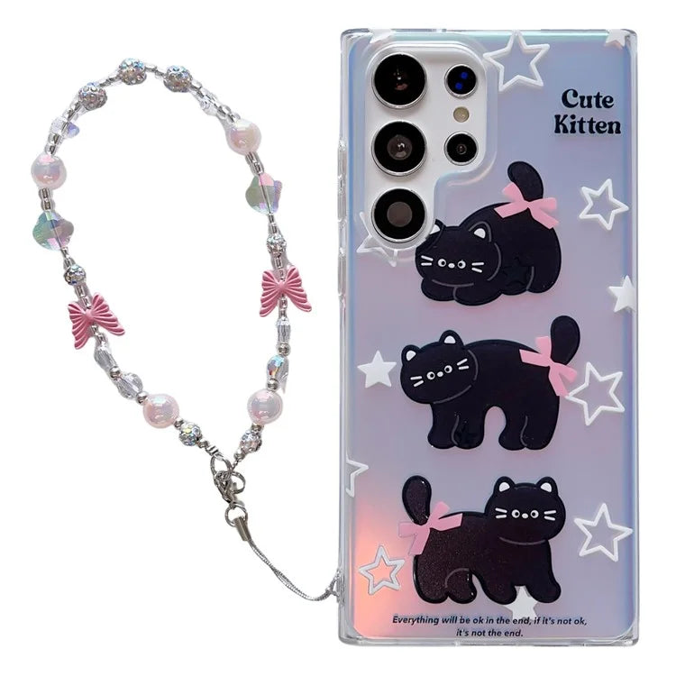 For Samsung Galaxy S23 Ultra Case TPU Cute Cat Pattern Laser Phone Cover