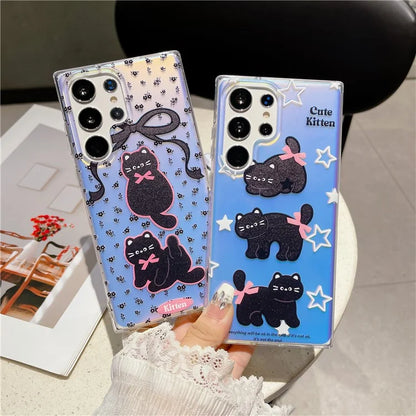 For Samsung Galaxy S23 Ultra Case TPU Cute Cat Pattern Laser Phone Cover
