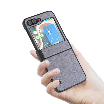 ABEEL For Samsung Galaxy Z Flip6 5G Case PU Leather+PC Glitter Phone Cover with Hinge Design