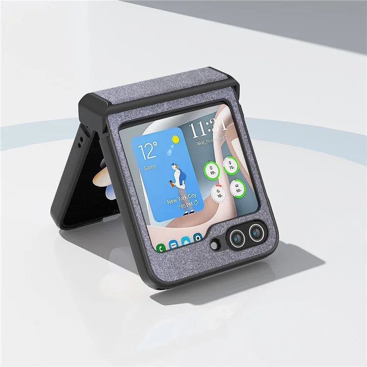 ABEEL For Samsung Galaxy Z Flip6 5G Case PU Leather+PC Glitter Phone Cover with Hinge Design