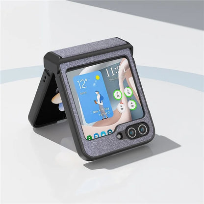 ABEEL For Samsung Galaxy Z Flip6 5G Case PU Leather+PC Glitter Phone Cover with Hinge Design