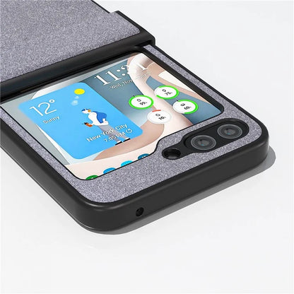 ABEEL For Samsung Galaxy Z Flip6 5G Case PU Leather+PC Glitter Phone Cover with Hinge Design