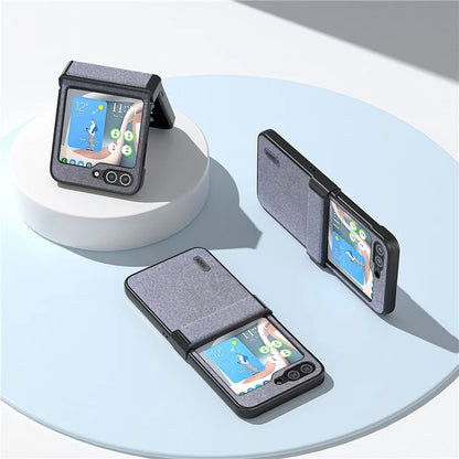 ABEEL For Samsung Galaxy Z Flip6 5G Case PU Leather+PC Glitter Phone Cover with Hinge Design