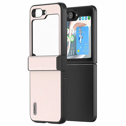 ABEEL For Samsung Galaxy Z Flip6 5G Case PU Leather+PC Glitter Phone Cover with Hinge Design
