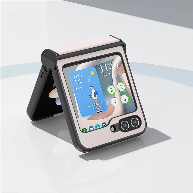 ABEEL For Samsung Galaxy Z Flip6 5G Case PU Leather+PC Glitter Phone Cover with Hinge Design