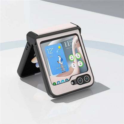 ABEEL For Samsung Galaxy Z Flip6 5G Case PU Leather+PC Glitter Phone Cover with Hinge Design