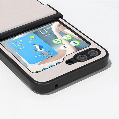 ABEEL For Samsung Galaxy Z Flip6 5G Case PU Leather+PC Glitter Phone Cover with Hinge Design