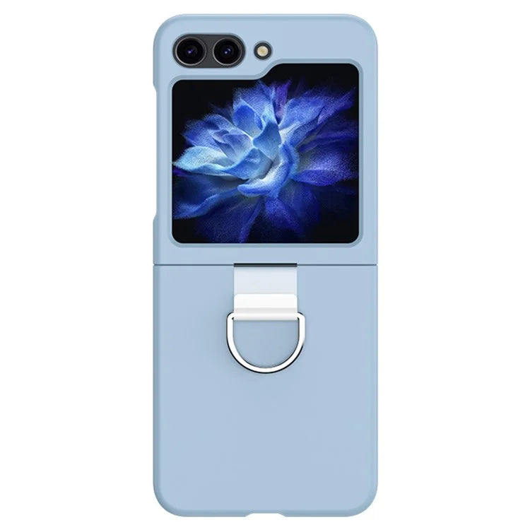 For Samsung Galaxy Z Flip6 5G Hard PC Case Metal Ring Holder Anti-Slip Skin-Touch Phone Cover
