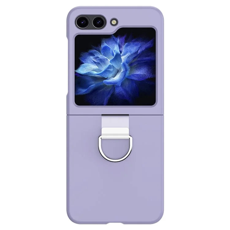 For Samsung Galaxy Z Flip6 5G Hard PC Case Metal Ring Holder Anti-Slip Skin-Touch Phone Cover