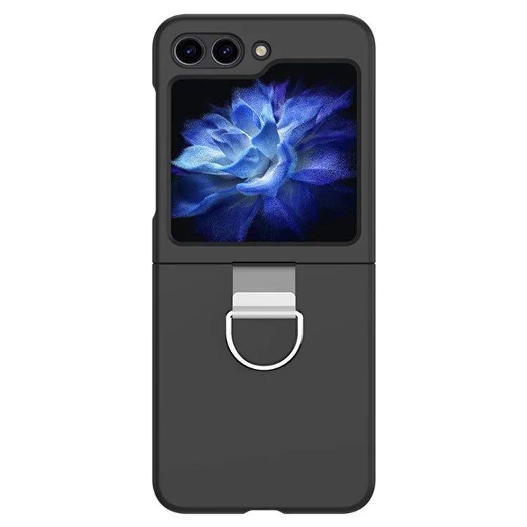 For Samsung Galaxy Z Flip6 5G Hard PC Case Metal Ring Holder Anti-Slip Skin-Touch Phone Cover