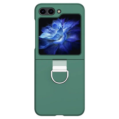For Samsung Galaxy Z Flip6 5G Hard PC Case Metal Ring Holder Anti-Slip Skin-Touch Phone Cover