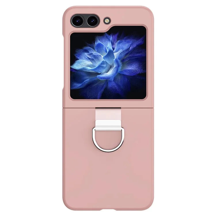 For Samsung Galaxy Z Flip6 5G Hard PC Case Metal Ring Holder Anti-Slip Skin-Touch Phone Cover