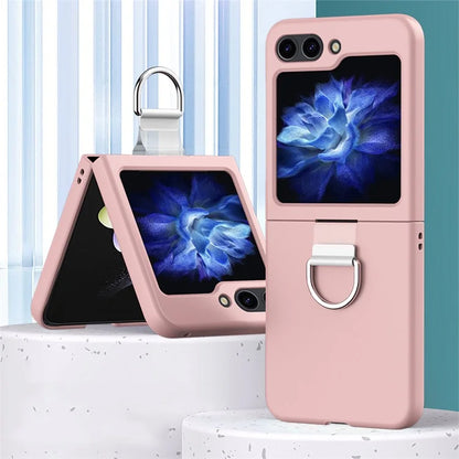 For Samsung Galaxy Z Flip6 5G Hard PC Case Metal Ring Holder Anti-Slip Skin-Touch Phone Cover