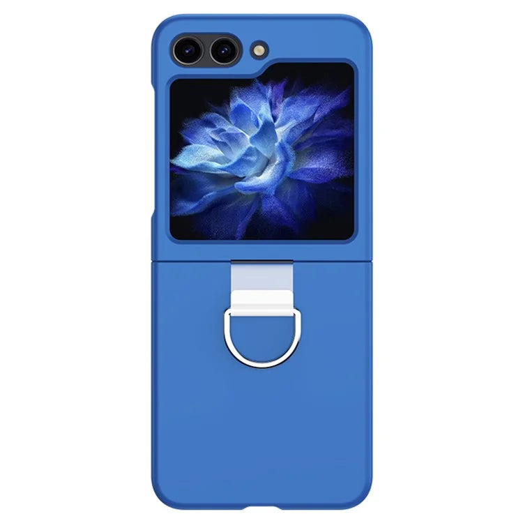 For Samsung Galaxy Z Flip6 5G Hard PC Case Metal Ring Holder Anti-Slip Skin-Touch Phone Cover