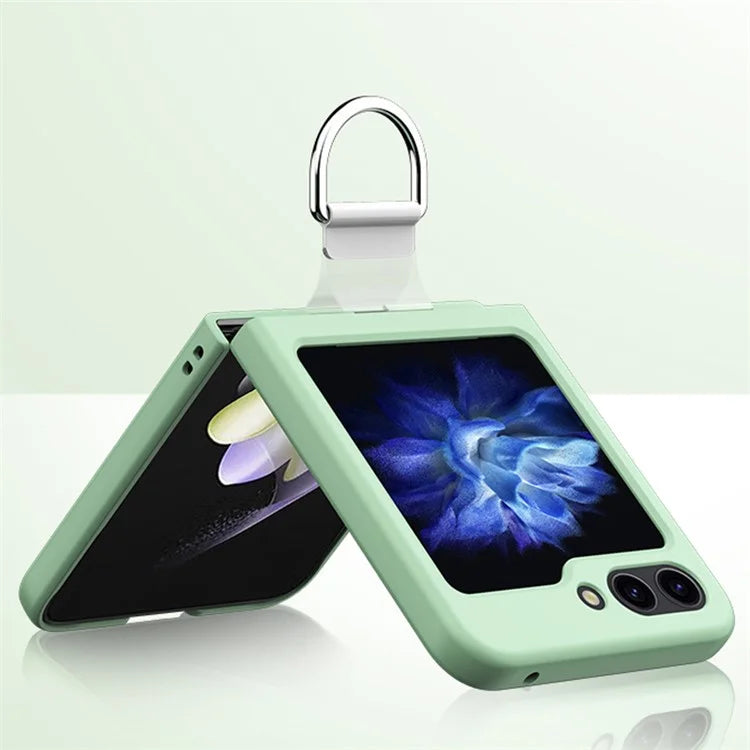 For Samsung Galaxy Z Flip6 5G Hard PC Case Metal Ring Holder Anti-Slip Skin-Touch Phone Cover