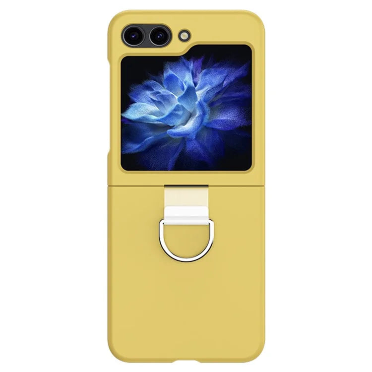 For Samsung Galaxy Z Flip6 5G Hard PC Case Metal Ring Holder Anti-Slip Skin-Touch Phone Cover