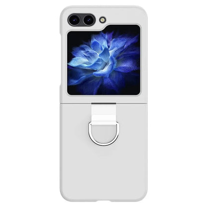 For Samsung Galaxy Z Flip6 5G Hard PC Case Metal Ring Holder Anti-Slip Skin-Touch Phone Cover